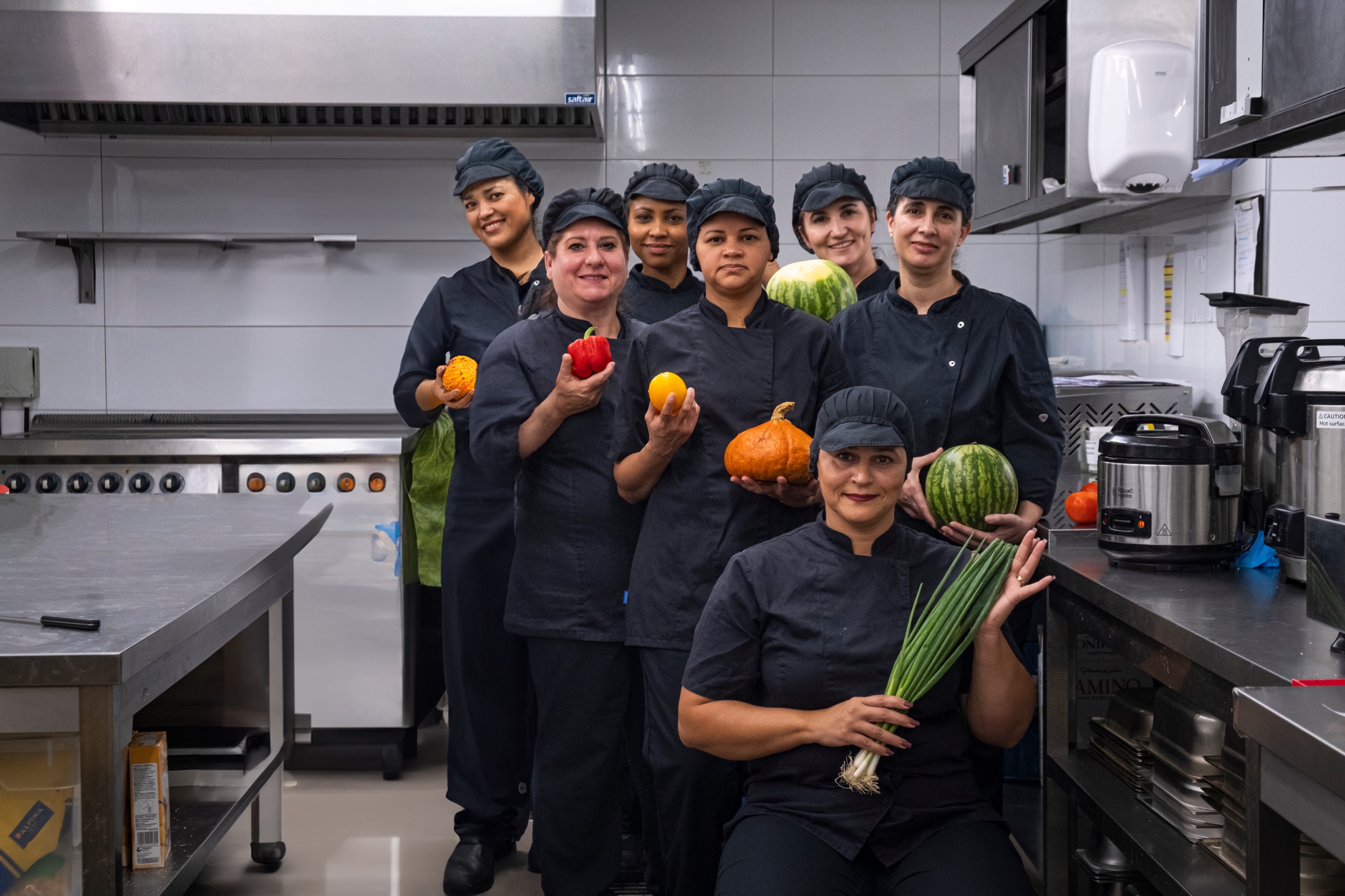 Foozo kitchen staff preparing lunch